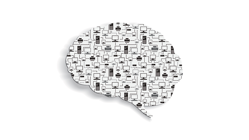 Brain scheme filled with computer devices